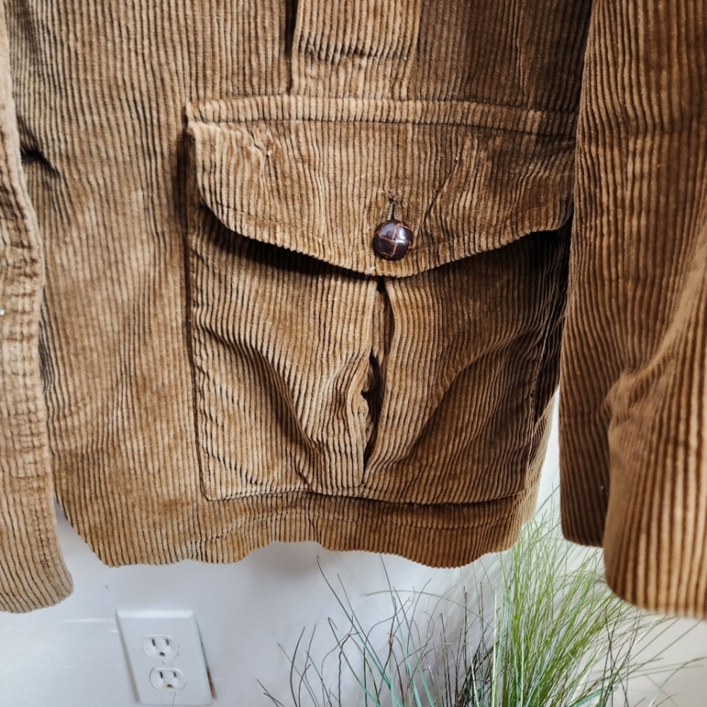Vintage 90s Tan Corduroy Jacket Grunge 1990s Rocker Boho Bohemian Festival - Picture 3 of 8